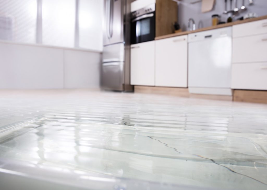 A flooded kitchen