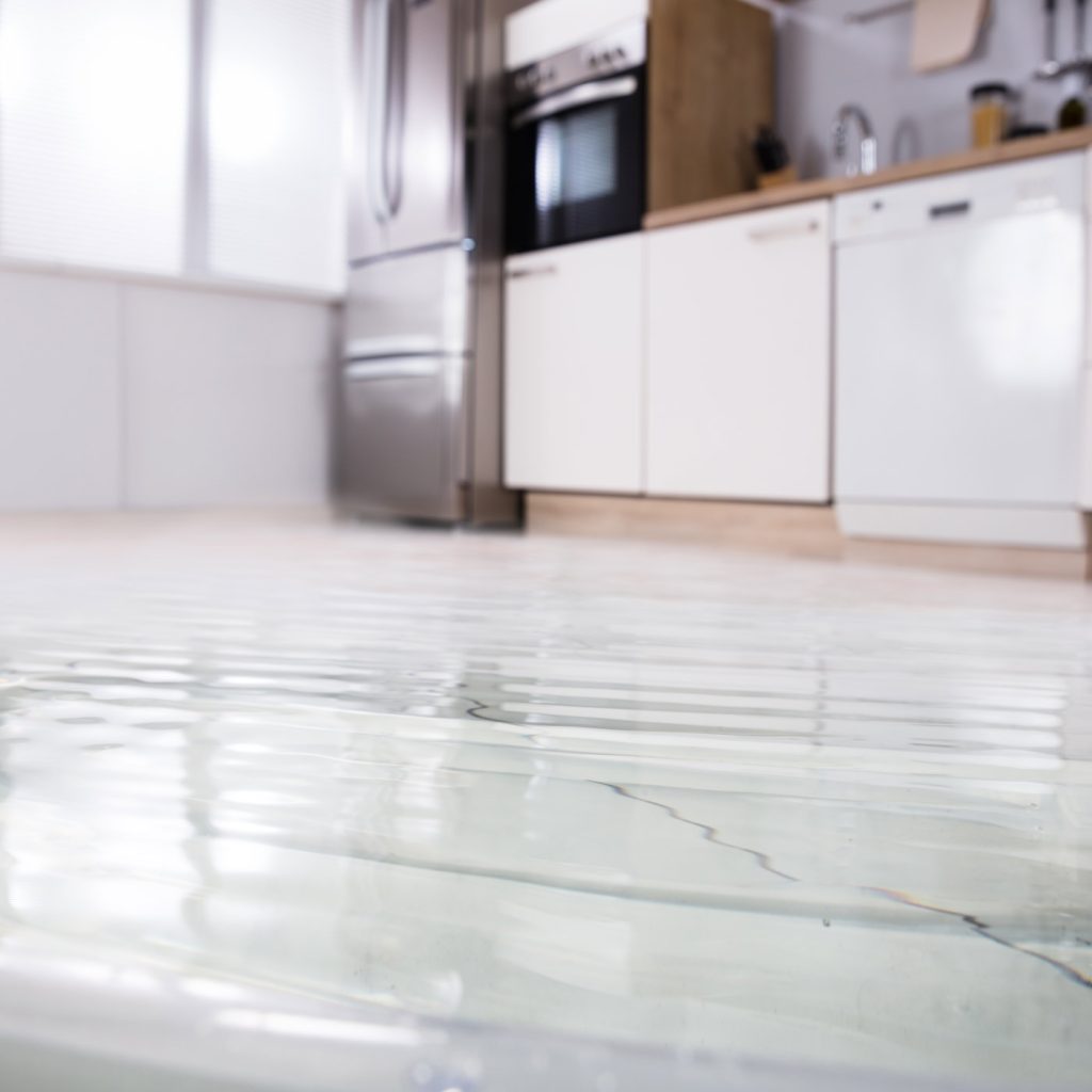 A flooded kitchen